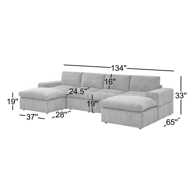 Tondreau 6 - Piece Corduroy Sectional