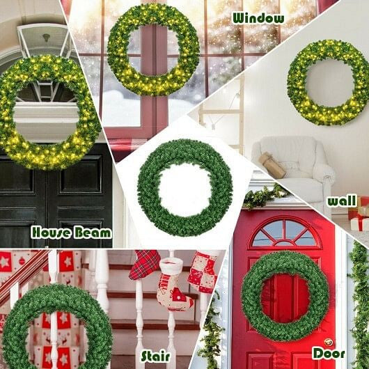Pre-lit Cordless Artificial Christmas Wreath