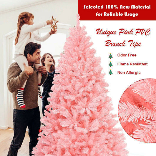 6 Feet Pink Artificial Hinged Spruce Full Christmas Tree