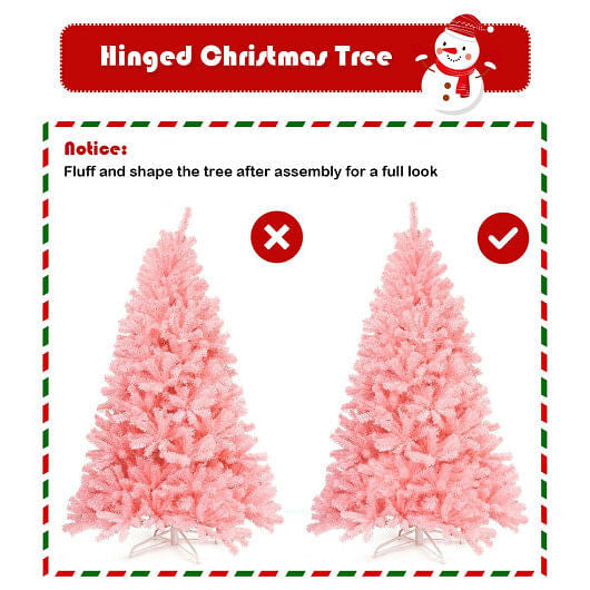 6 Feet Pink Artificial Hinged Spruce Full Christmas Tree
