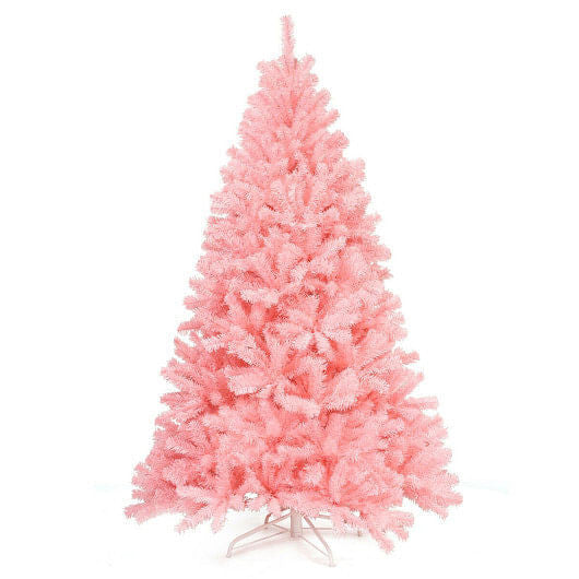 6 Feet Pink Artificial Hinged Spruce Full Christmas Tree