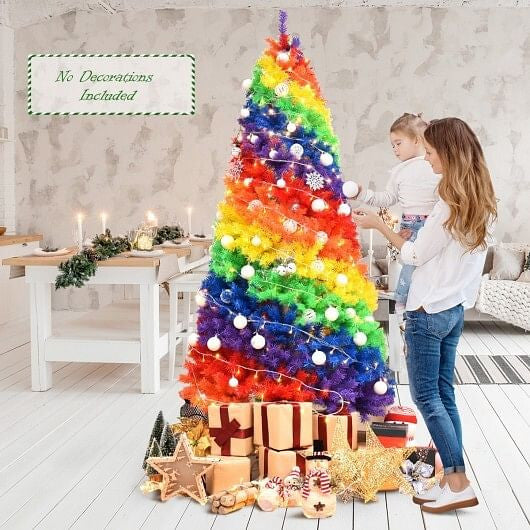 7 Feet Artificial Hinged Traditional Christmas Tree with Metal Stand-3