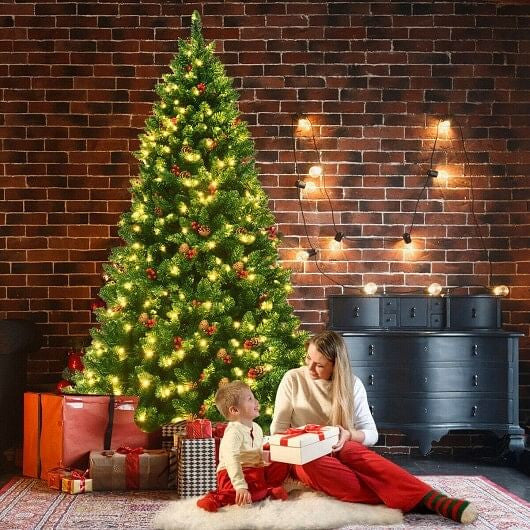 6.5 Feet Pre-lit Hinged Christmas Tree with LED Lights-3