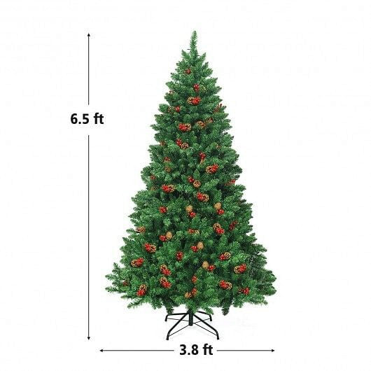6.5 Feet Pre-lit Hinged Christmas Tree with LED Lights-2
