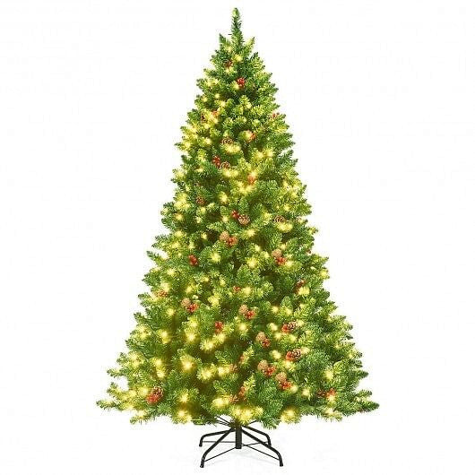 6.5 Feet Pre-lit Hinged Christmas Tree with LED Lights-0
