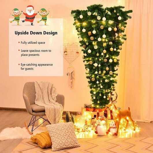7 Feet Unlit Upside Down Artificial Christmas Tree-3