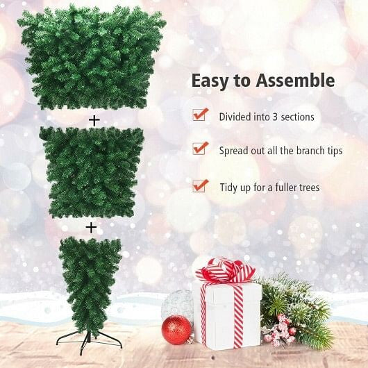 7 Feet Unlit Upside Down Artificial Christmas Tree-2