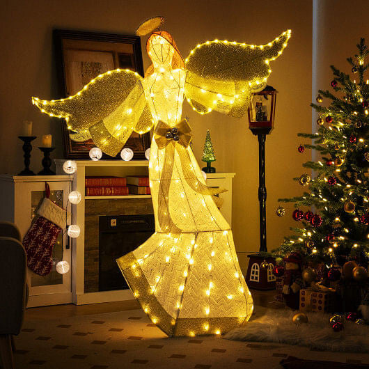5.2 Feet Christmas Pre-Lit Angel with Halo Wings