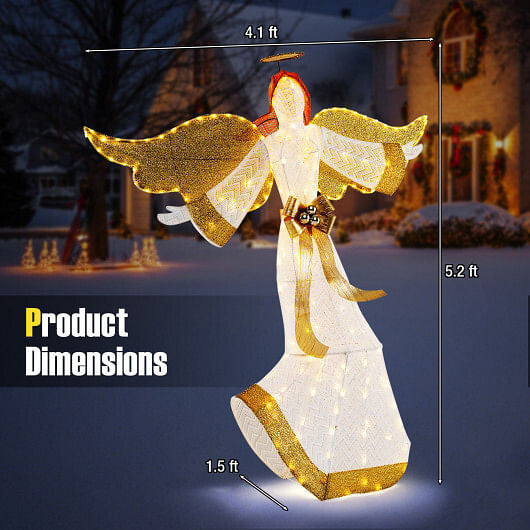 5.2 Feet Christmas Pre-Lit Angel with Halo Wings