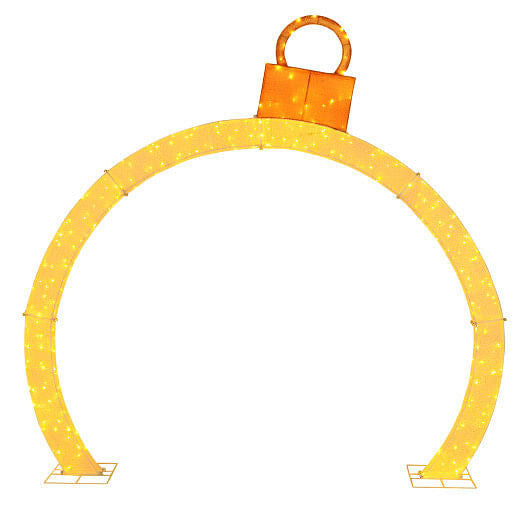 10.5 Feet Christmas Pre-Lit Arch with Gold Ornament Cap