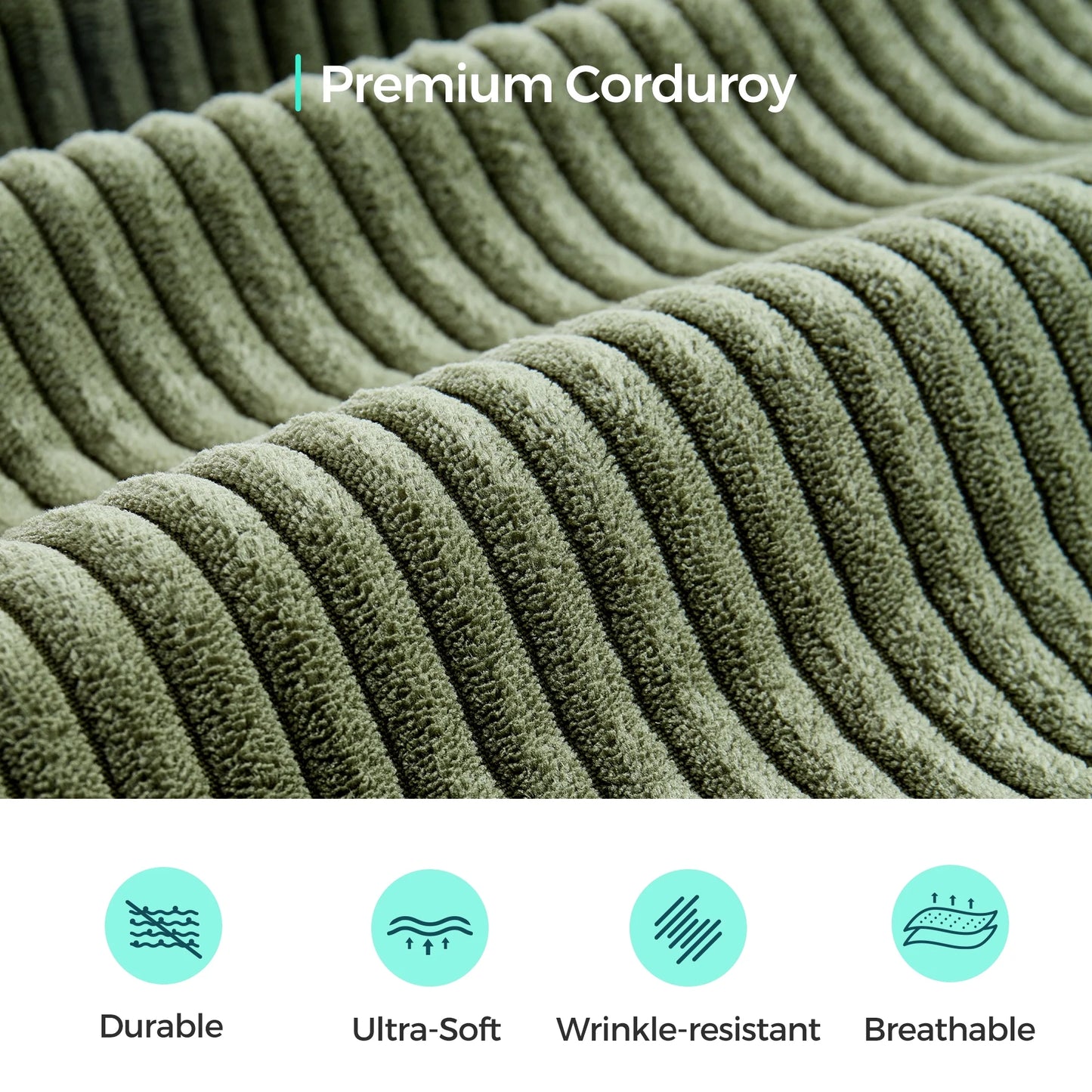 Oversized Modular Sectional Sofa, U-Shaped Cloud Sofa Couch with Corduroy Fabric, 4 Seat Sponge Sofa for Living Room, No Assembly Required, Green