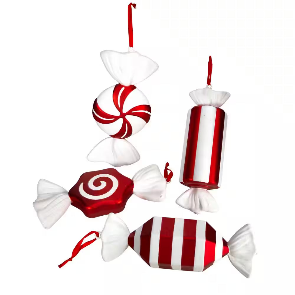 12 In. Shatterproof Jumbo Assorted Candy Holiday Christmas Deluxe Ornament Set (4-Pack)