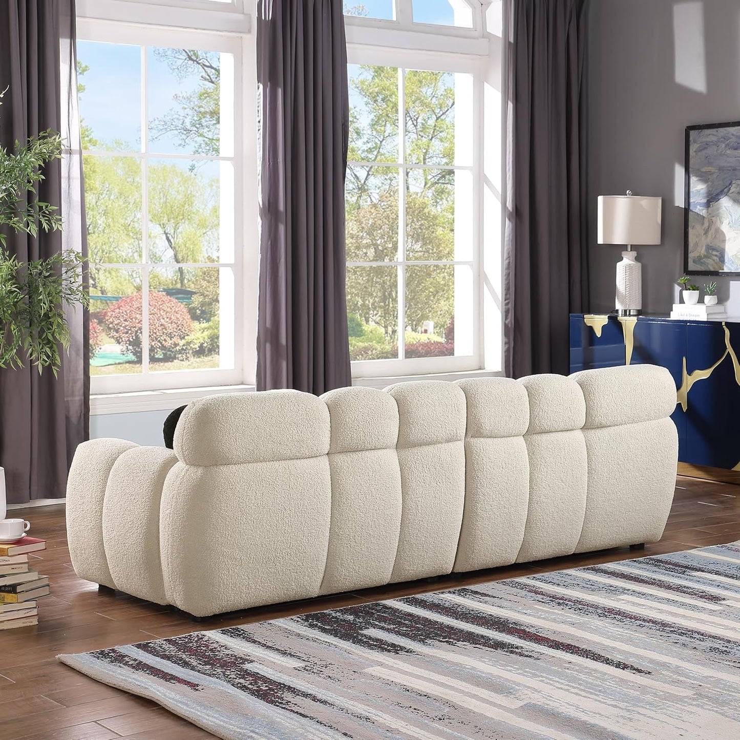 3-Seater Teddy Fleece Boucle Upholstered Loveseat Sofa Couch,