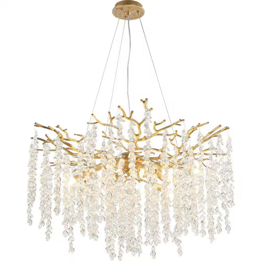 Modern Chandelier 30 In. 10-Lights Luxury Gold Chandelier for Dining Room, Foyer, Living Room,Crystal Chandelier