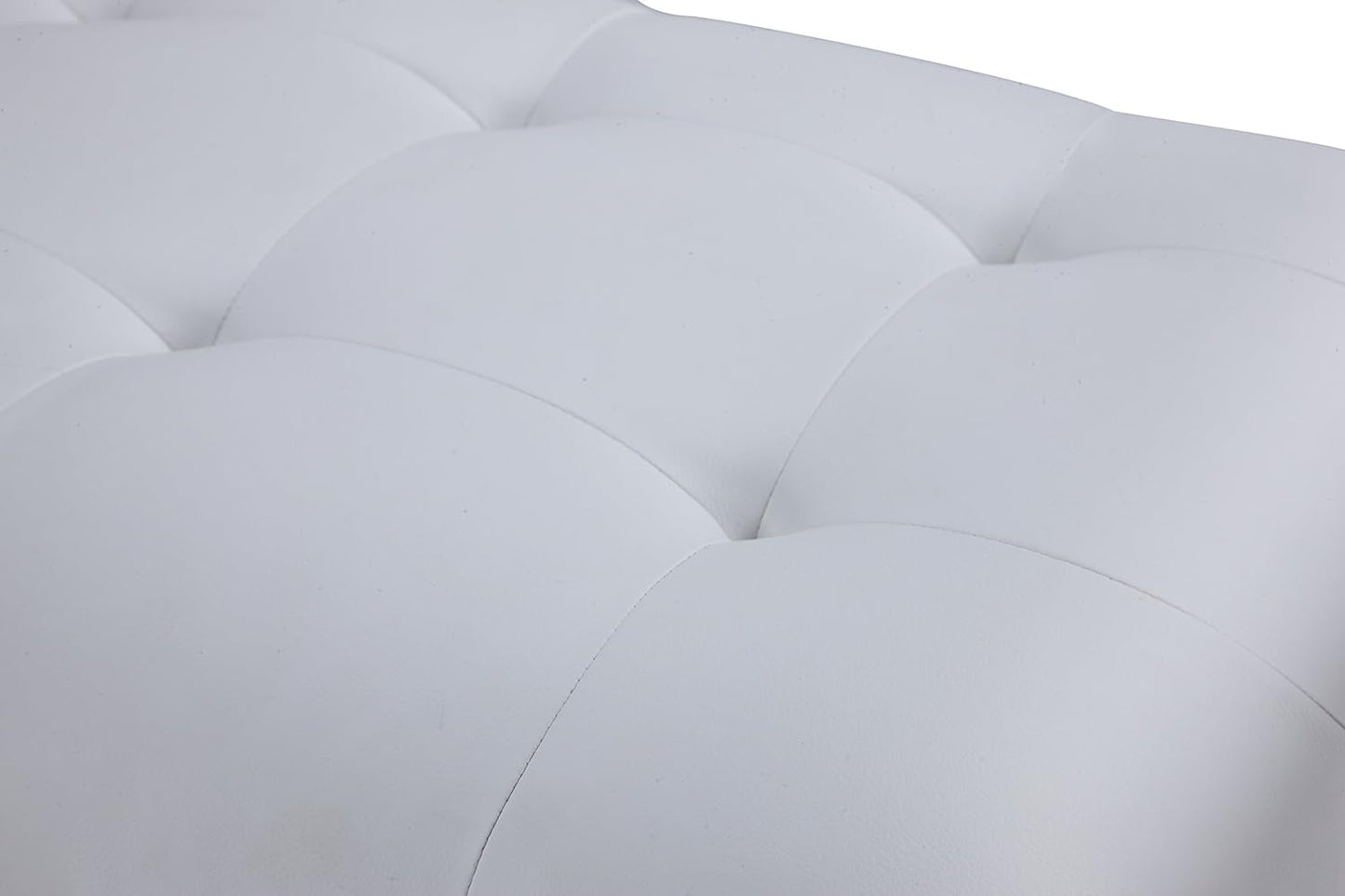 Bruno PU Leather Modern Contemporary Tufted Seating Goldtone Metal Leg Bench, White