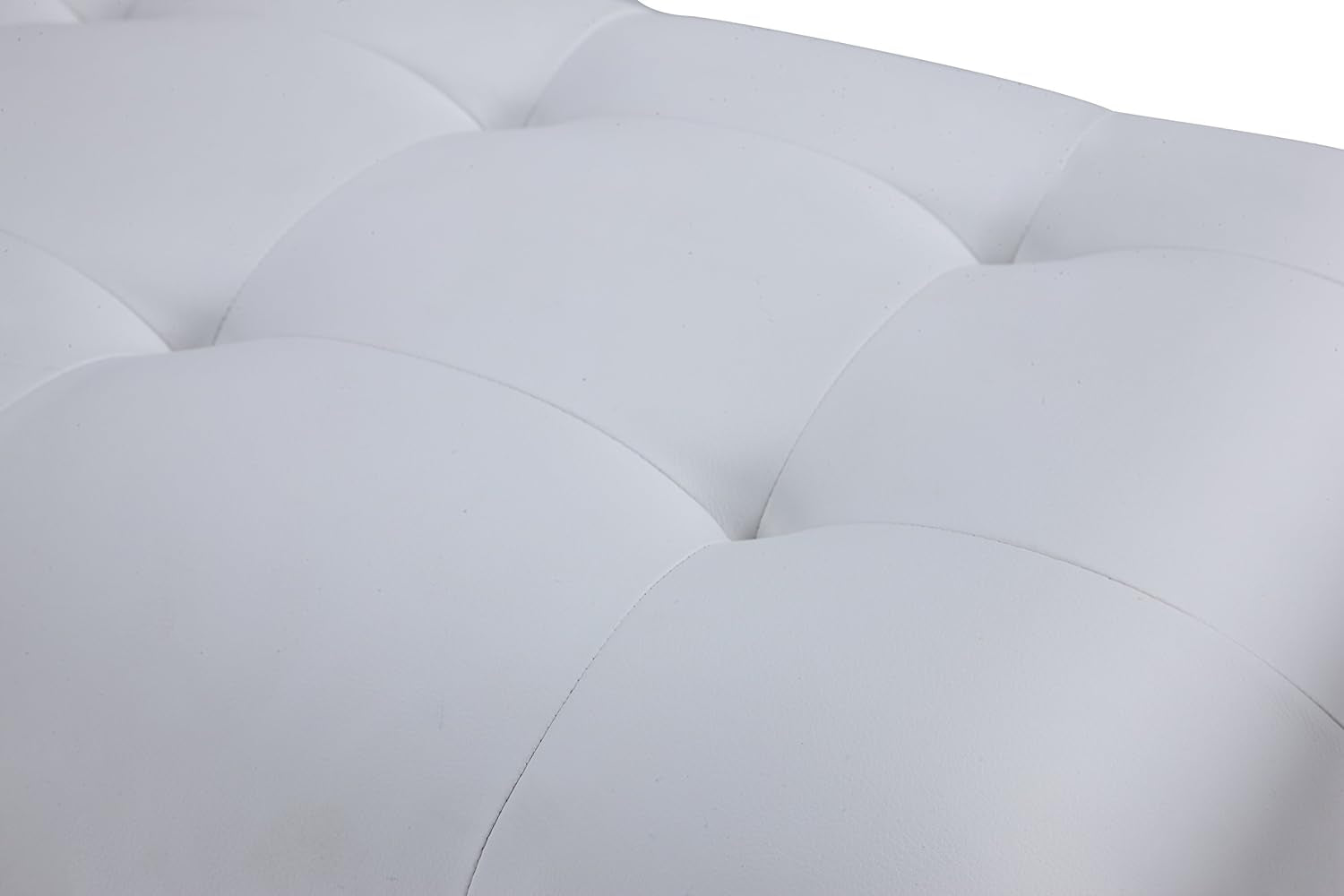 Bruno PU Leather Modern Contemporary Tufted Seating Goldtone Metal Leg Bench, White