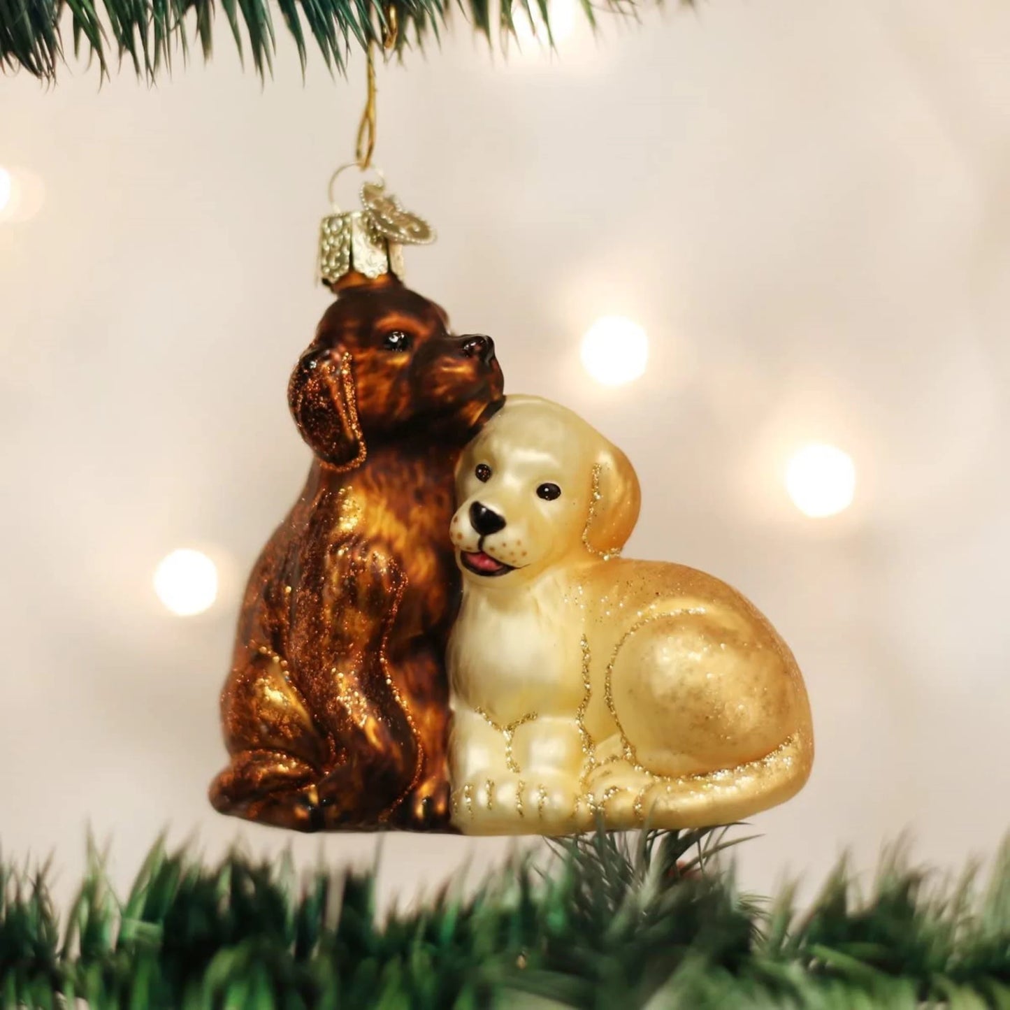 Dog and Pet Accessories Glass Blown Ornaments for Christmas Tree Puppy Love