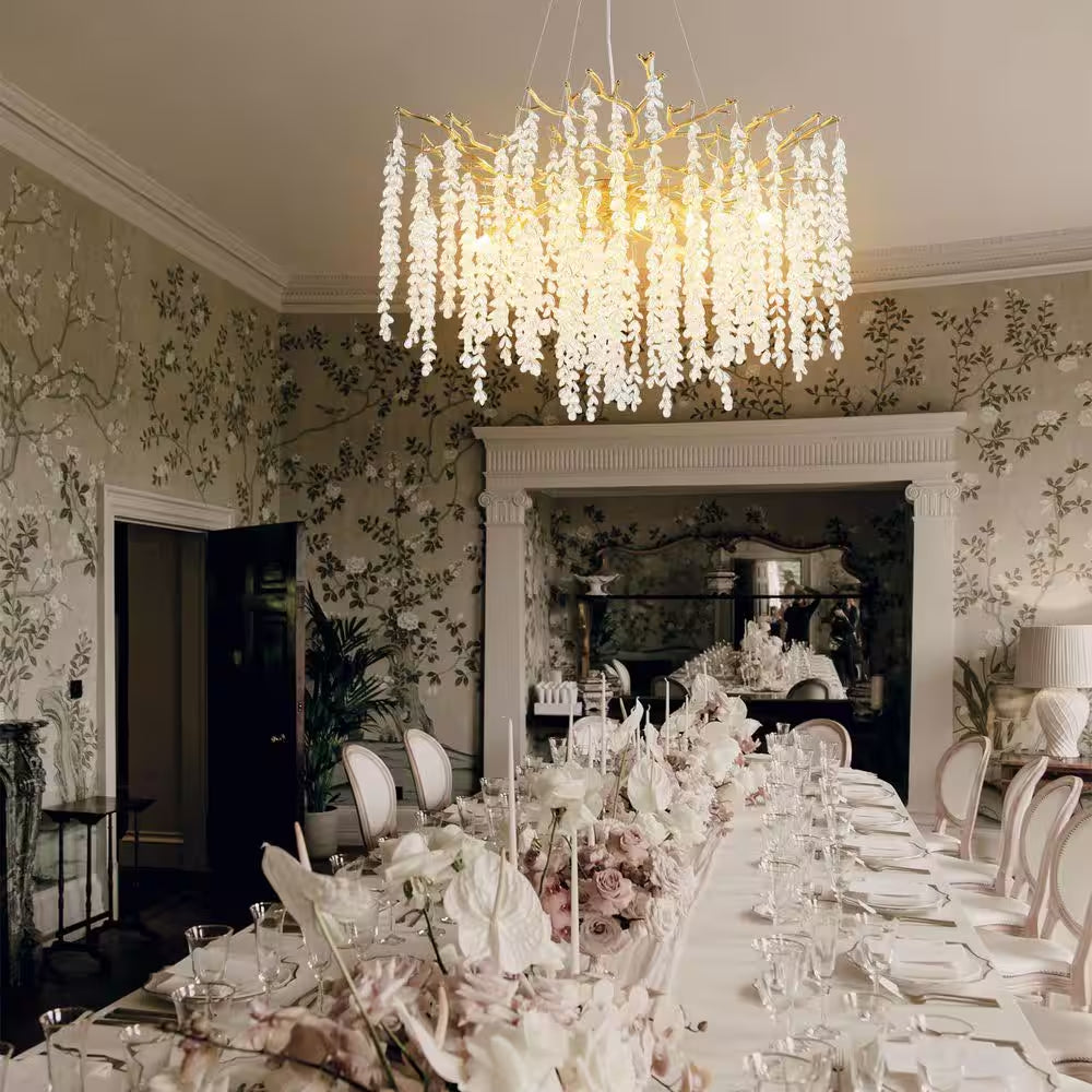 Modern Chandelier 30 In. 10-Lights Luxury Gold Chandelier for Dining Room, Foyer, Living Room,Crystal Chandelier