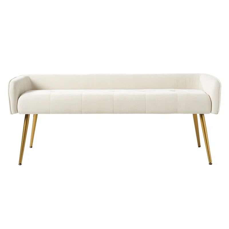 Millbury Polyester Upholstered Bench with Metal Leg