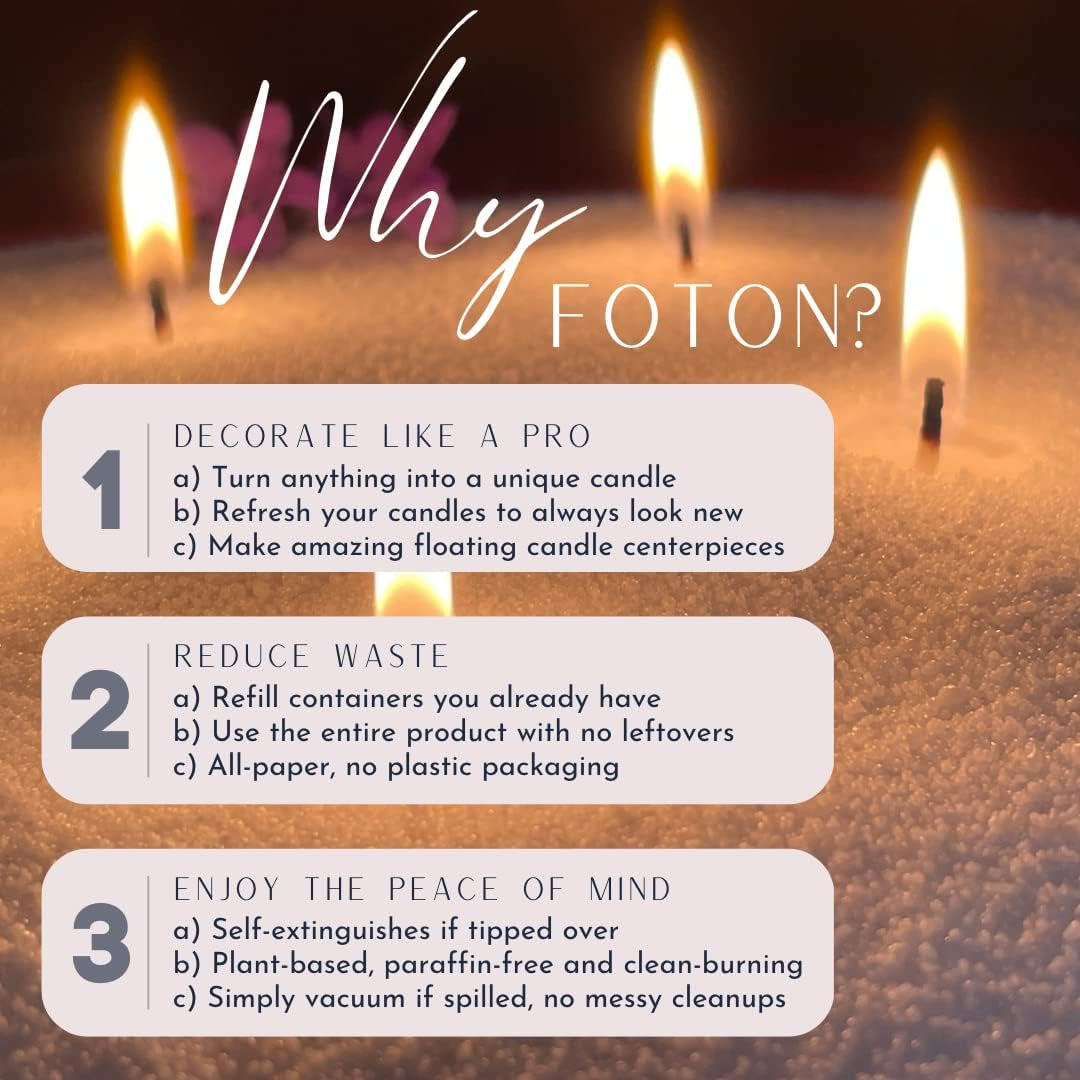Pearled Candle 18 Oz - Unscented Non Toxic Luxury Long Lasting Powder Candles - Lasts up to 120 Hours - Refillable Candle Sand with 30 Wicks for Candle Making - Pure & Unscented