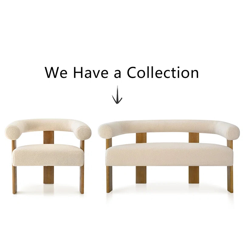 31" Wide Boucle Upholstered Back Tripod Wood Accent Chair