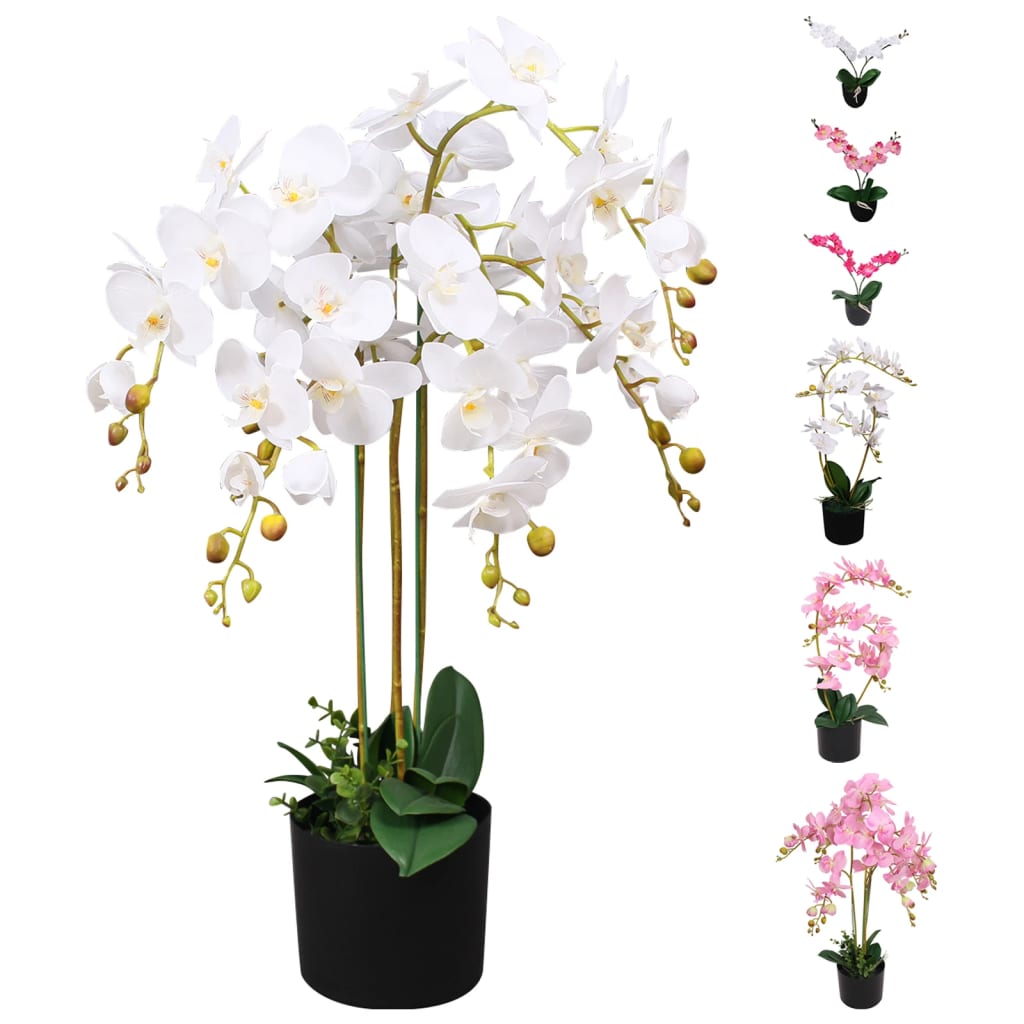 “Tall 29.5” Faux White Orchid in Pot – Artificial Orchid Plant for Modern Office & Home Decor”