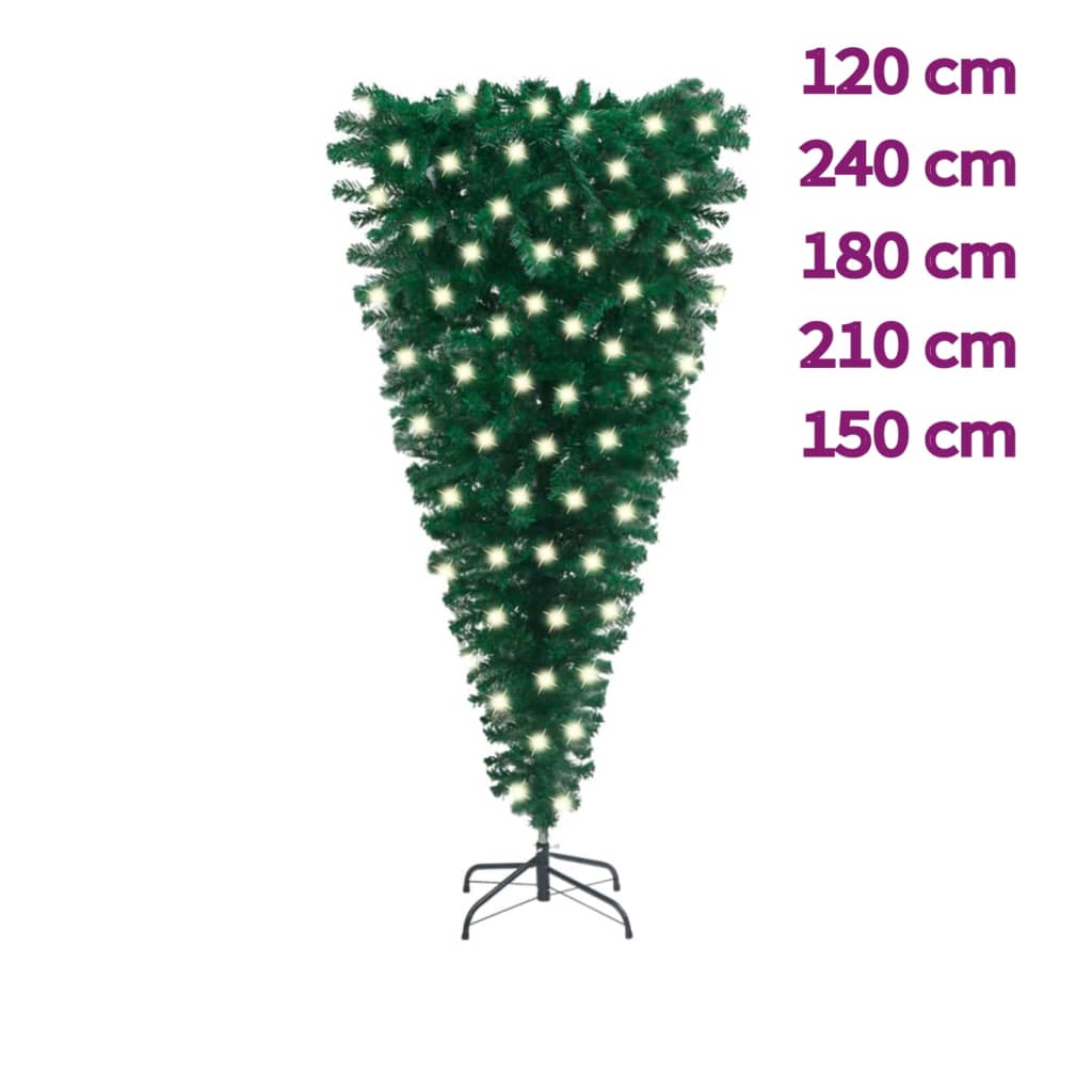 Upside-down Artificial Pre-lit Christmas Tree Party Decoration Green