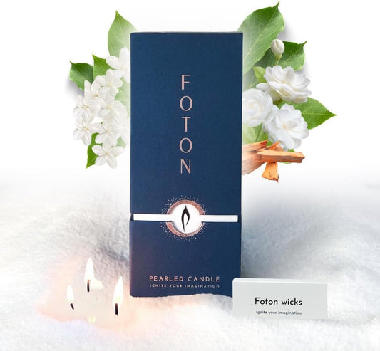 Pearled Candle 18 Oz - Misty Monte Sandalwood Jasmine Scented Non Toxic Luxury Long Lasting Powder Candles up to 120 Hours - Refillable Candle Sand with 30 Wicks for Candle Making