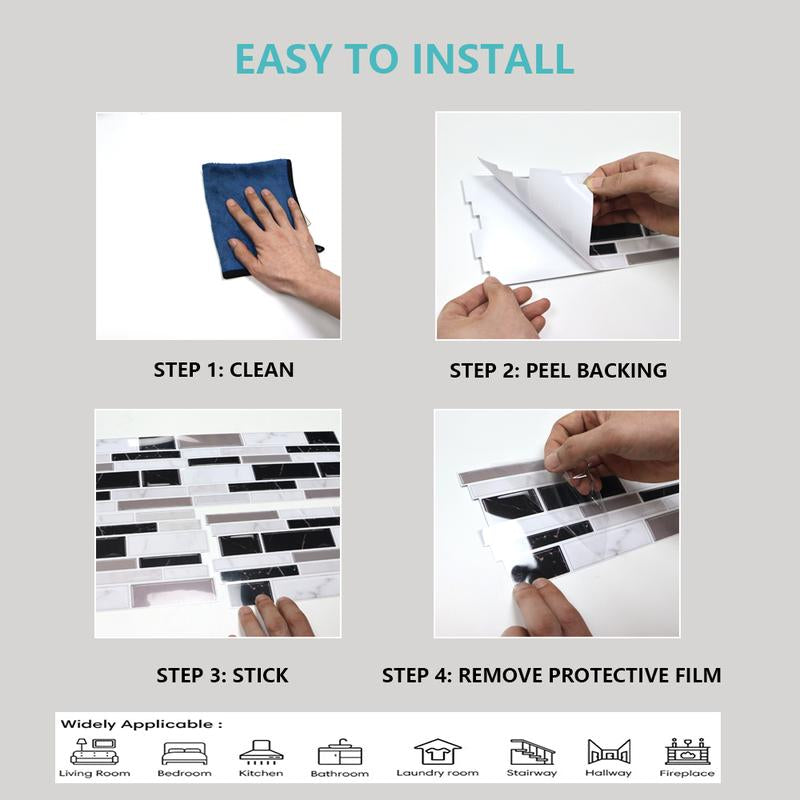 Aozey Marble Pattern Wall Sticker, 26 Pcs Backsplash Stick Tiles, Self-Adhesive Wall Stickers, Peel & Stick Wall Decal, Kitchen Bathroom Wall Decor Decorative Decorations Supplies Stars Ornaments