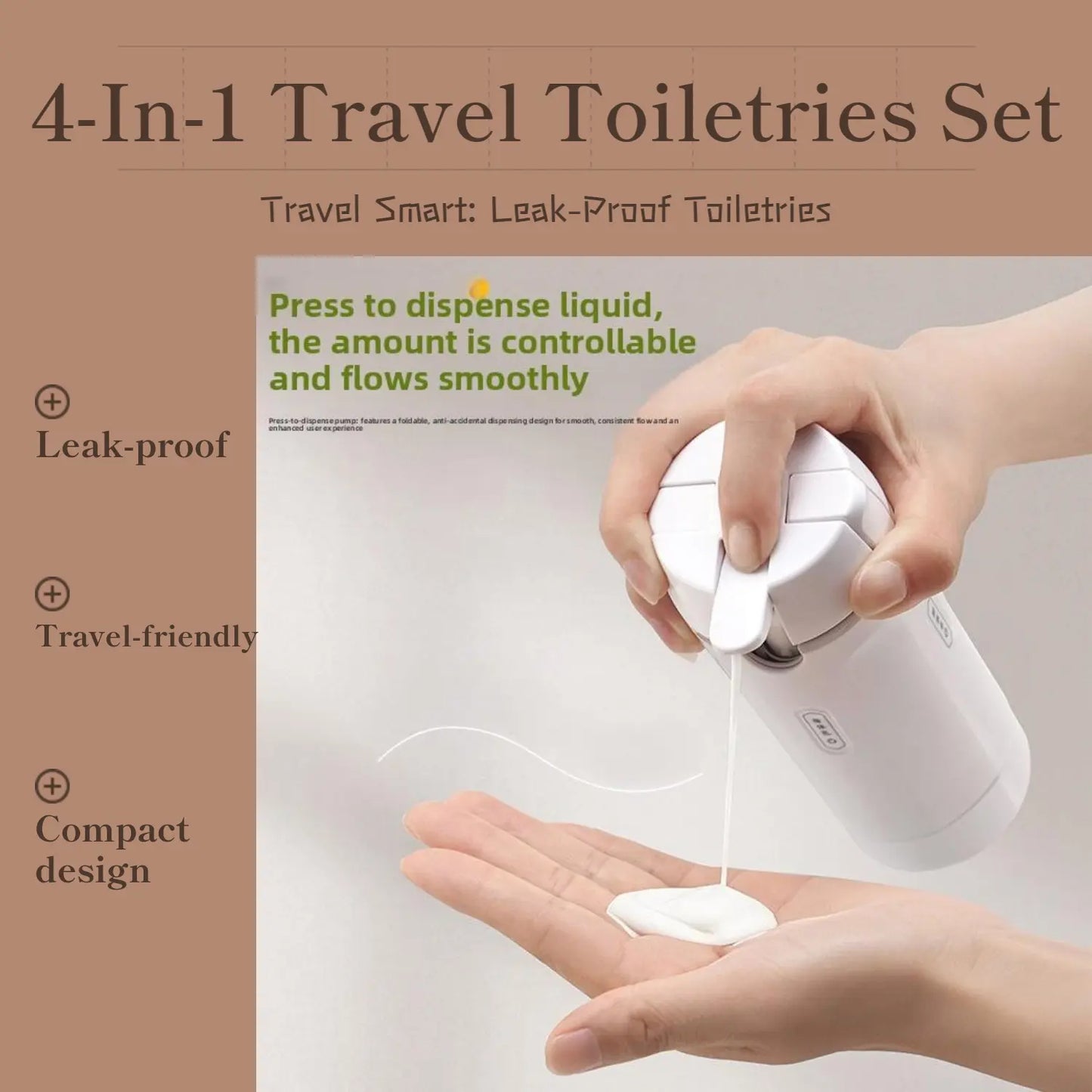 Four in One Travel Toiletries Are Divided into Bottles, Portable Cosmetics/Shampoo/Lotion Storage Bottles, Which Can Hold Four Kinds of Toiletries, Sealed, Leak Proof, Extrusion Free, Compact, and Can Be Carried on the Plane