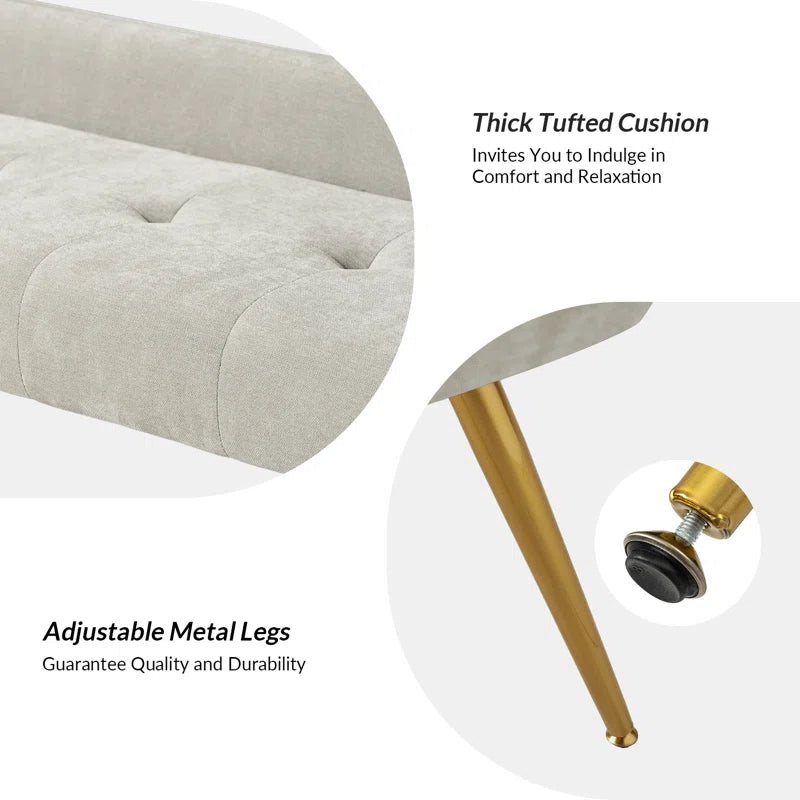 Millbury Polyester Upholstered Bench with Metal Leg