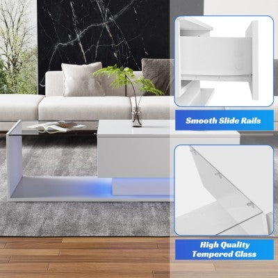 LED Coffee Table, Modern High Gloss Coffee Table