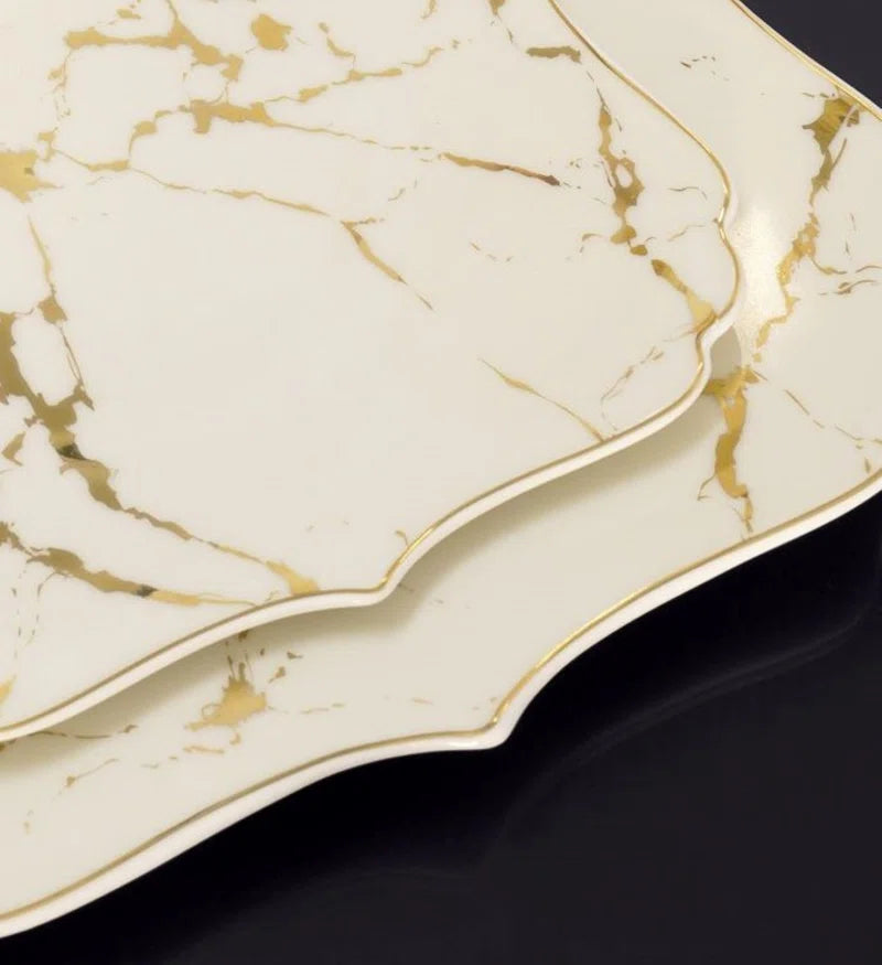 Cream Marbla Bone China 18 Pc Dinnerware Set, Service for 6