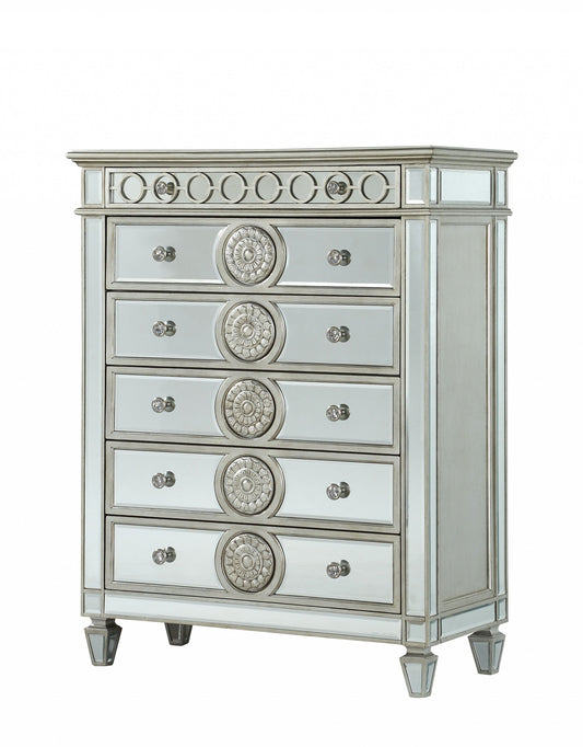21" X 44" X 56" Mirrored Wood Chest-0