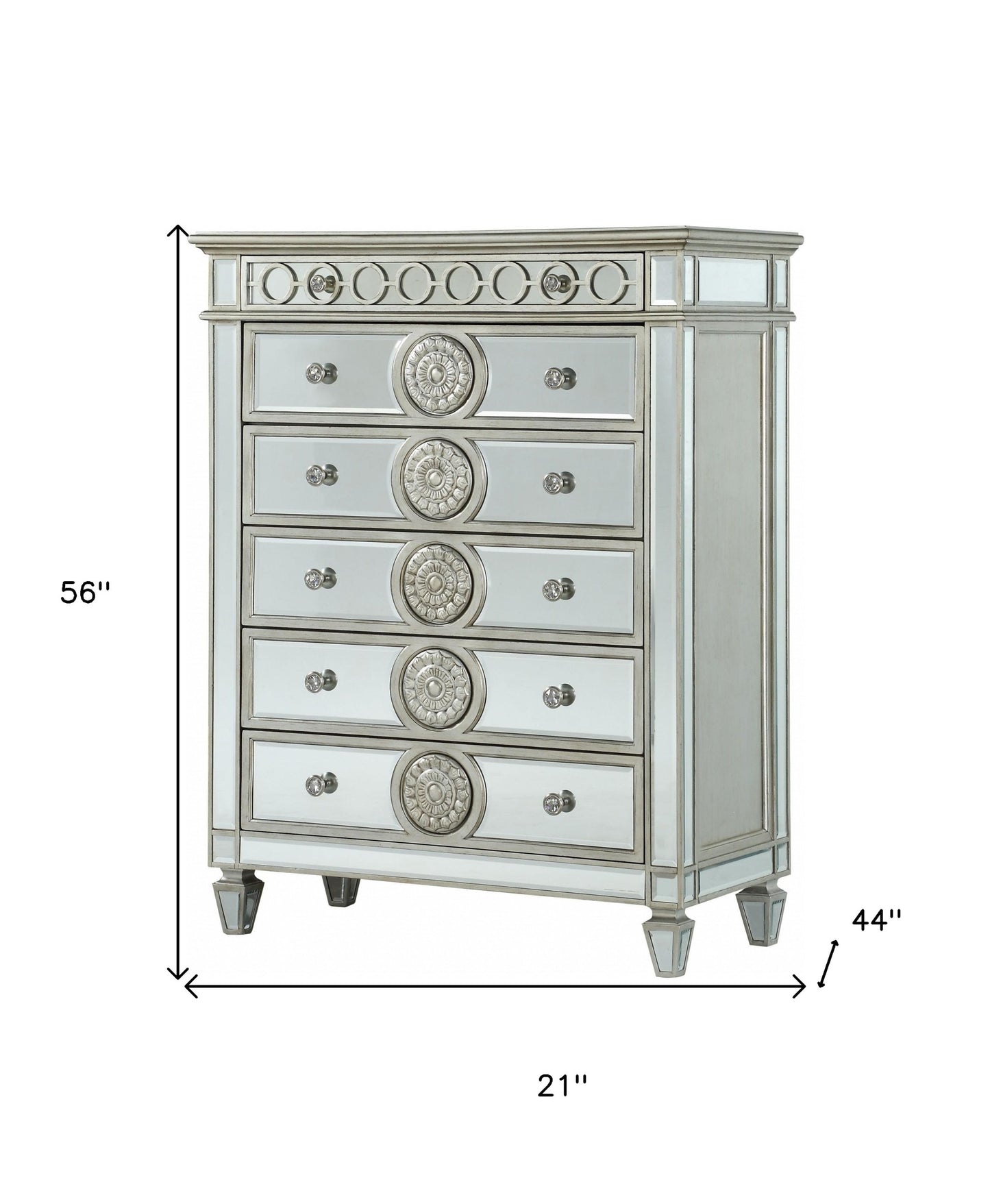 21" X 44" X 56" Mirrored Wood Chest-6