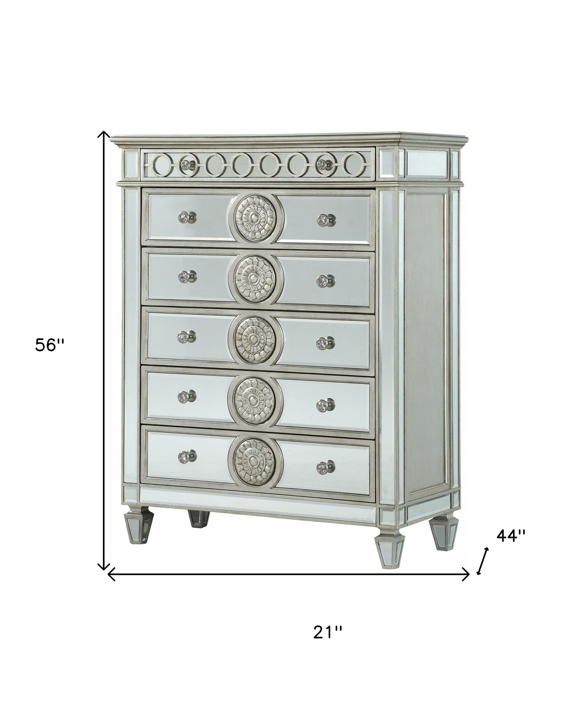 21" X 44" X 56" Mirrored Wood Chest-6