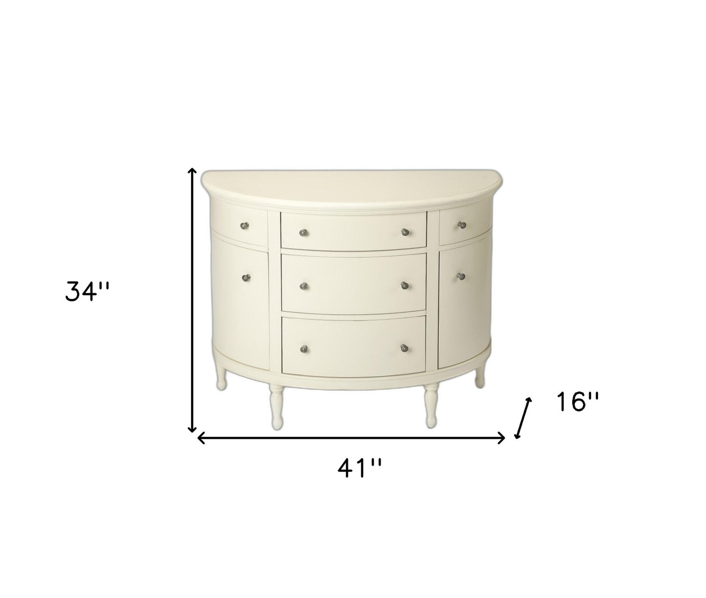 41" White Solid Wood Five Drawer Sideboard with Two Doors-8