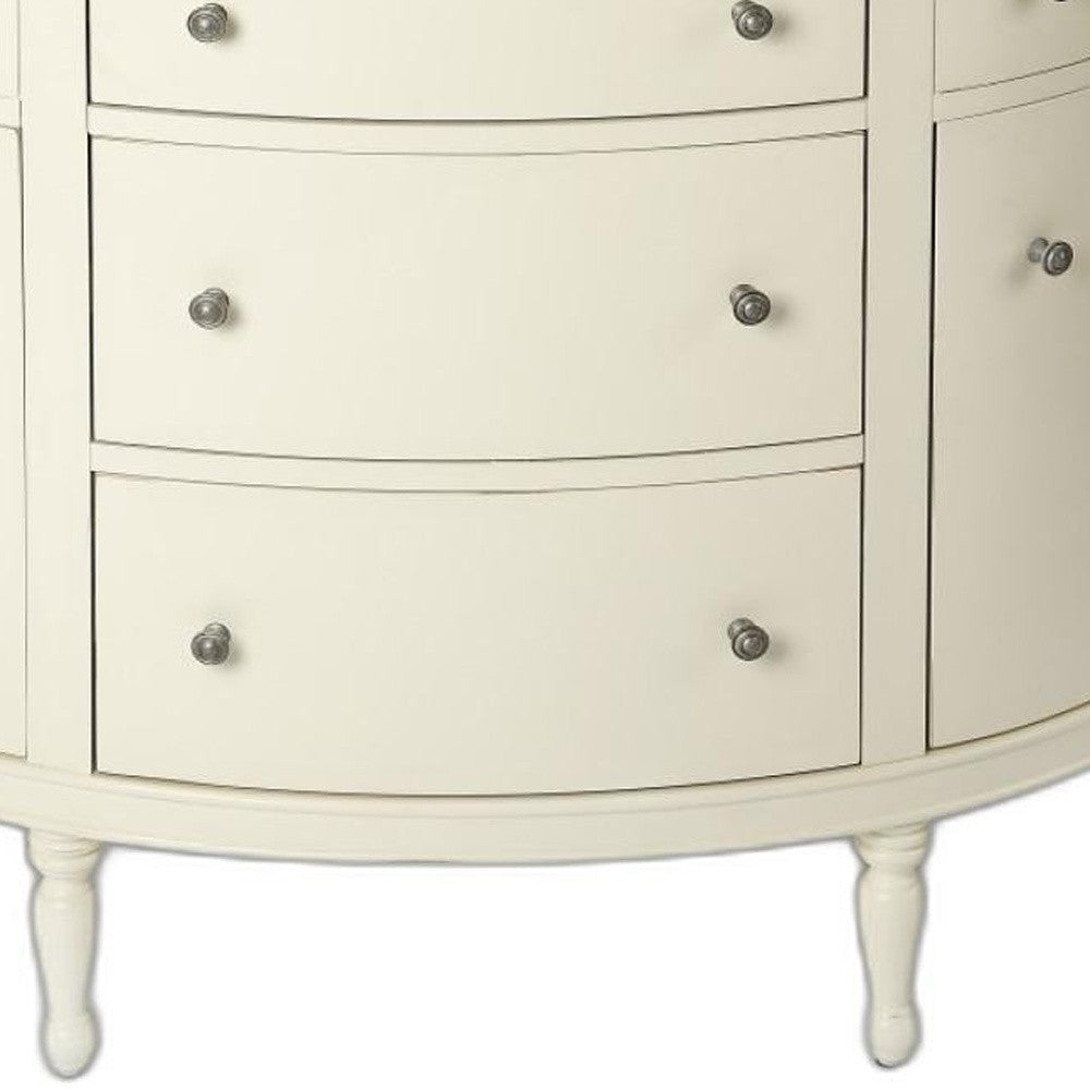 41" White Solid Wood Five Drawer Sideboard with Two Doors-5