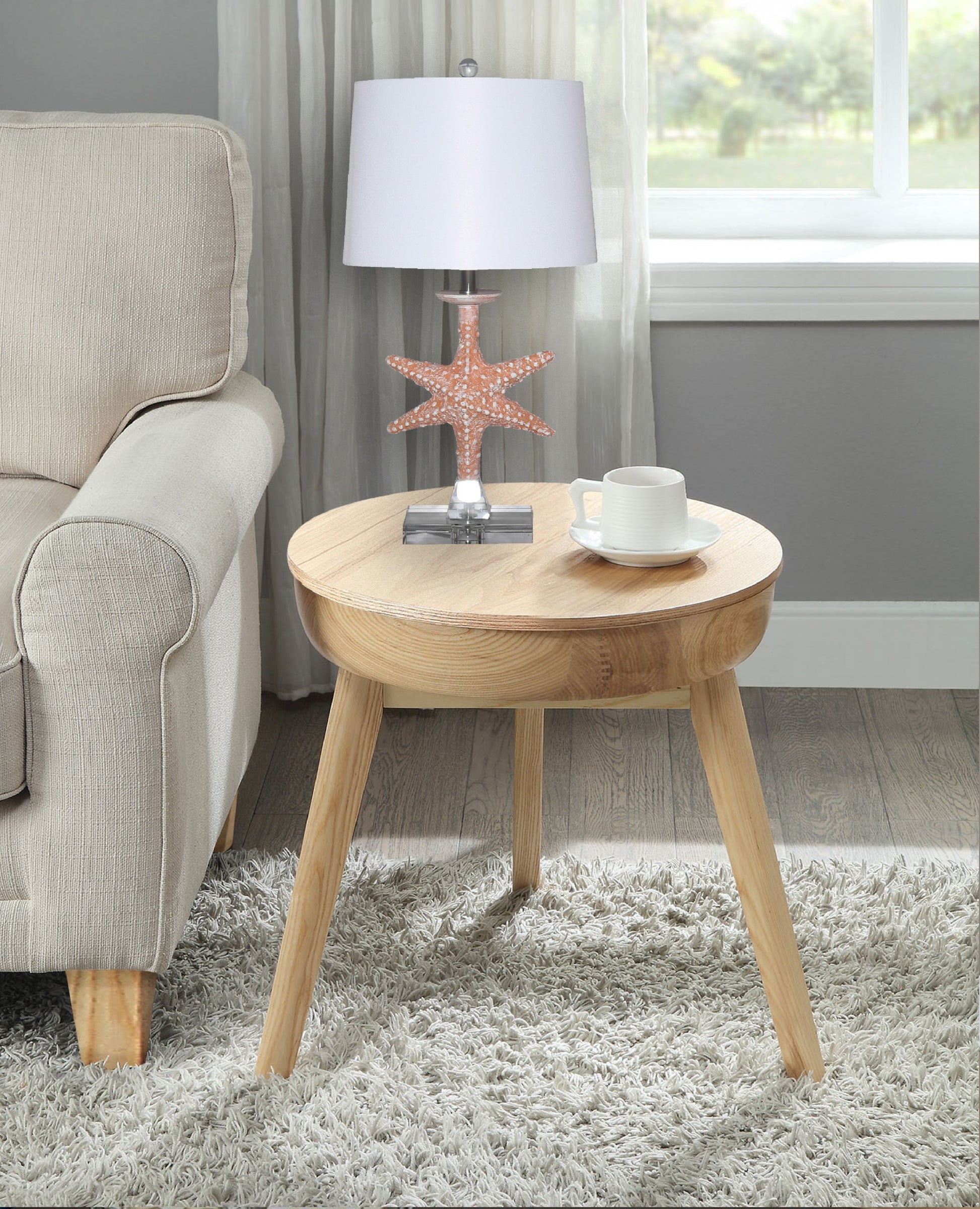 Set of Two 28" Clear Table Lamp With White Drum Shade-5