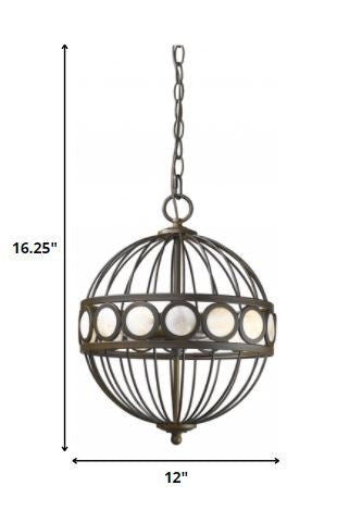 Aria 3-Light Oil-Rubbed Bronze Globe Pendant With Mother Of Pearl Accents-5