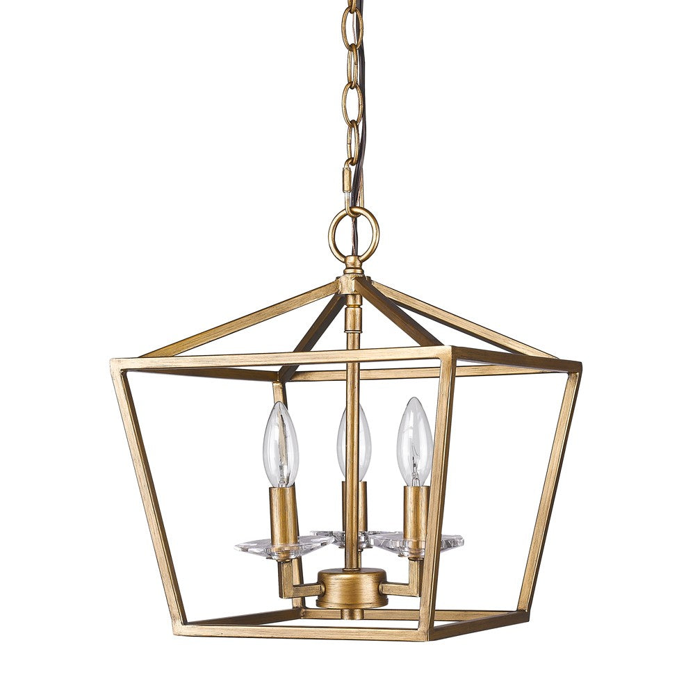 Kennedy 3-Light Antique Gold Pendant With Crystal Bobeches-0