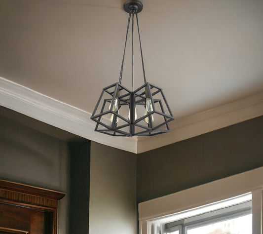 Bronze Lantern Five Light Metal Dimmable Chandelier-0