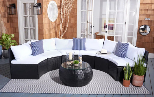 Cabble Wicker 6 - Person Patio Conversation Set with Cushions