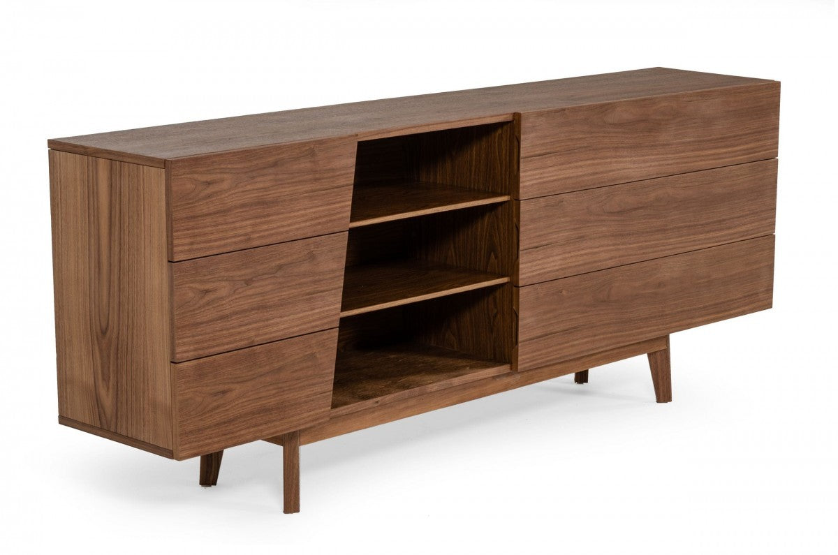 Vintage Style Walnut Veneer Six Drawer Dresser-1