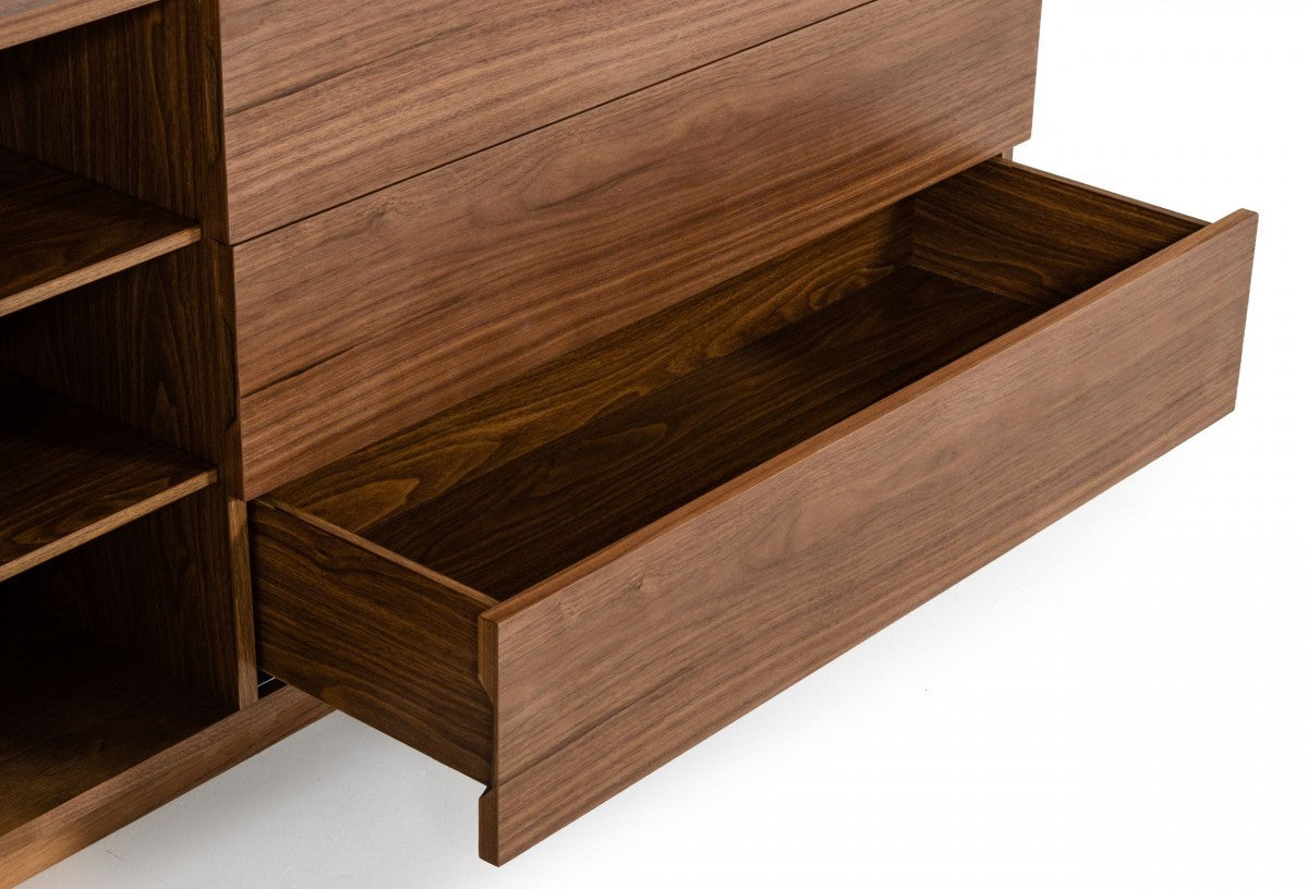 Vintage Style Walnut Veneer Six Drawer Dresser-2