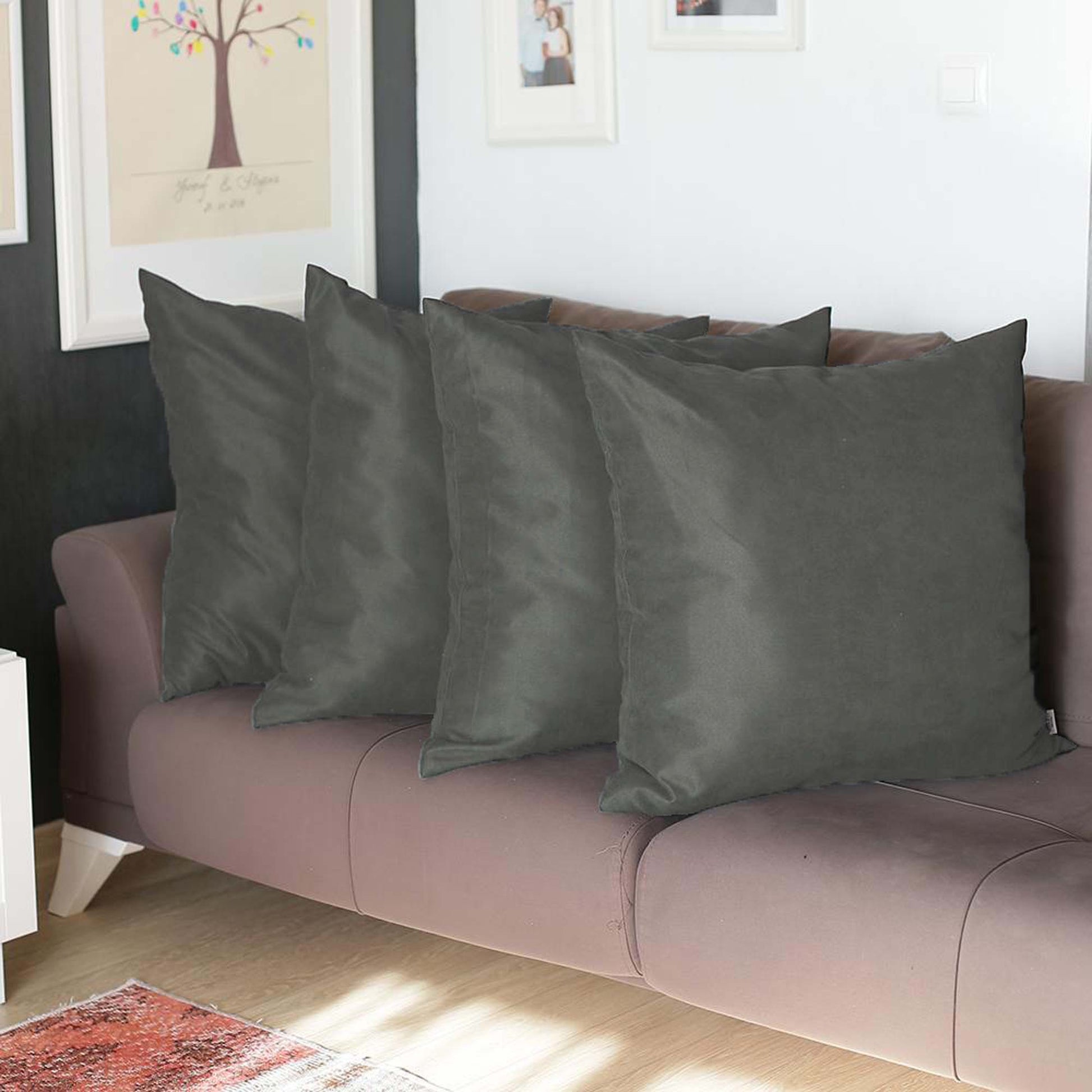 Set of Four Gray Throw Pillow Cover-3