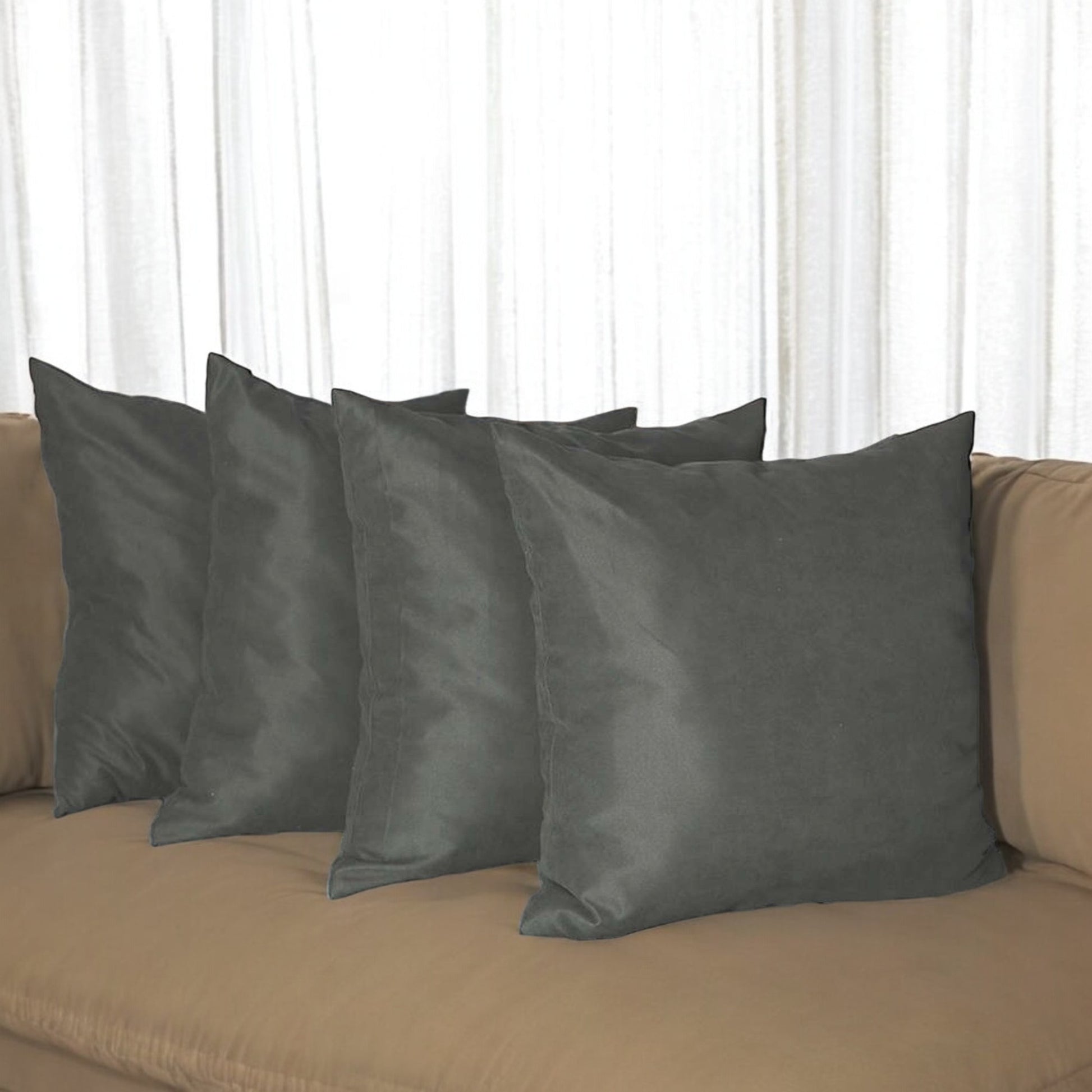 Set of Four Gray Throw Pillow Cover-0