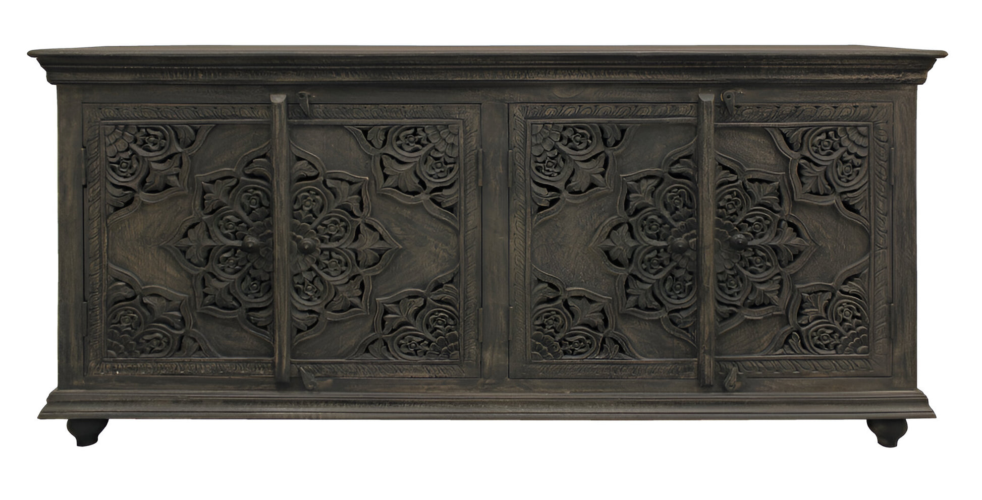 71" Distressed Gray Solid Wood Sideboard with Four Doors-1