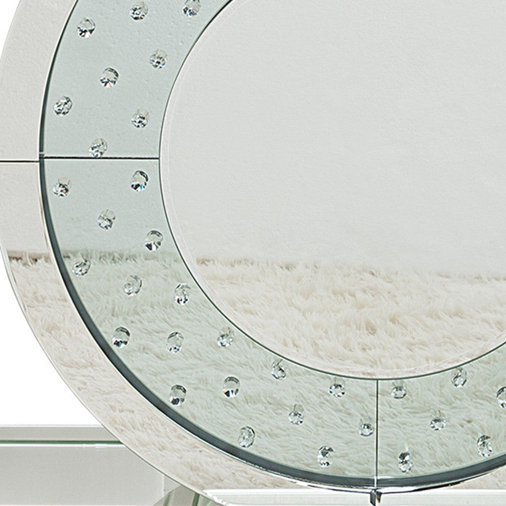47" Silver Mirrored Glass Pedestal Console Table-2