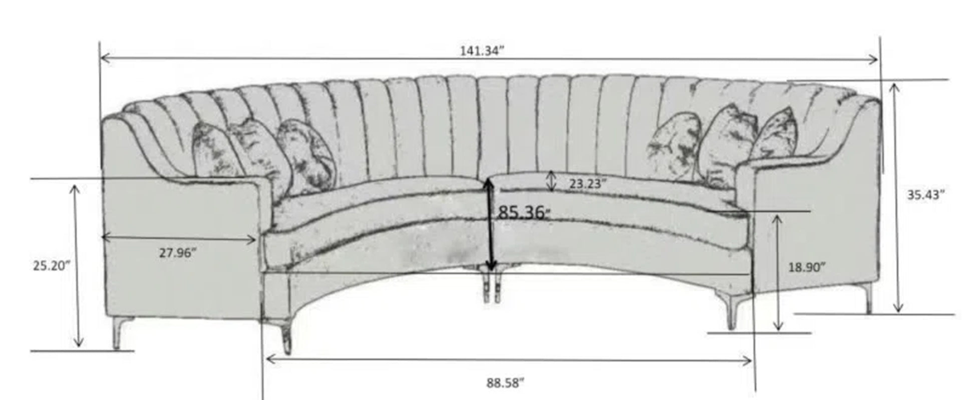 Steubenville 2 - Piece Velvet Sectional